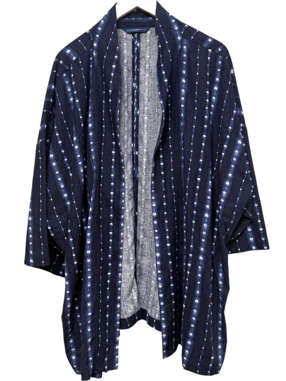 Isaac Mizrahi Kimono Jacket Plus Size 2X Open Front Blue Linen Blend Boho Top